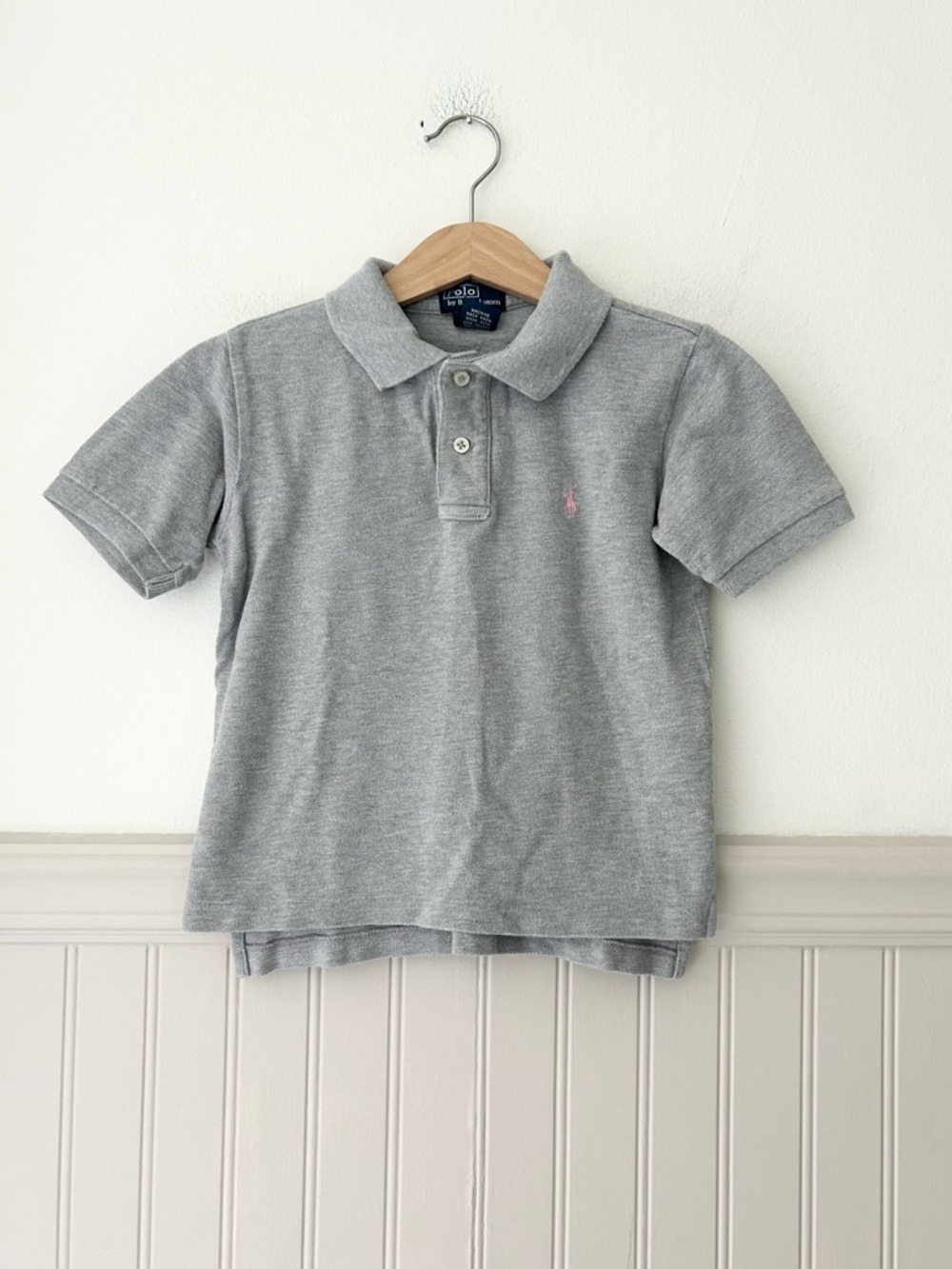 Polo Ralph Lauren 4T Kids Light Gray Cotton Polo with Pink Pony